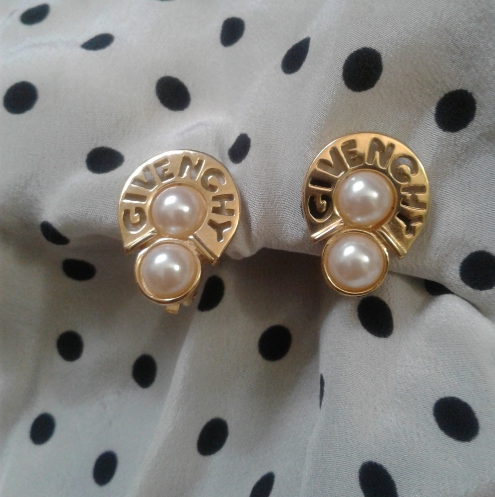 Givenchy Logo Clip Earrings Authentic Vintage